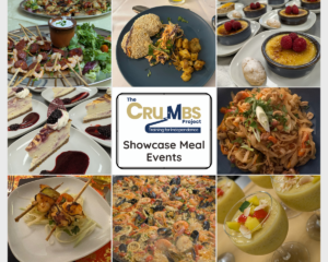 A selection of different foods dishes prepared at Showcase Meal events by The CRUMBS Project charity