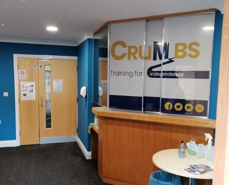 The front reception at the Crumbs training centre in Bournemouth